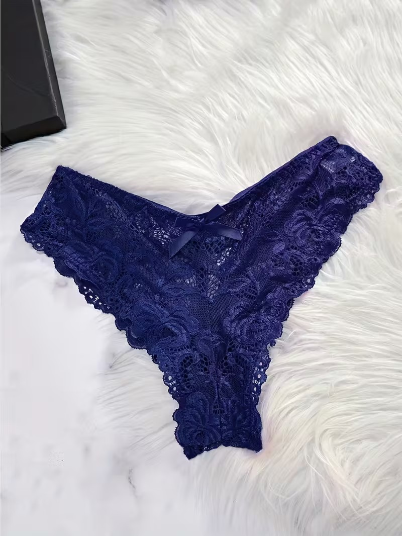 Midnight Navy Lace & Mesh Babydoll Set – Romantic 2-Piece Lingerie
