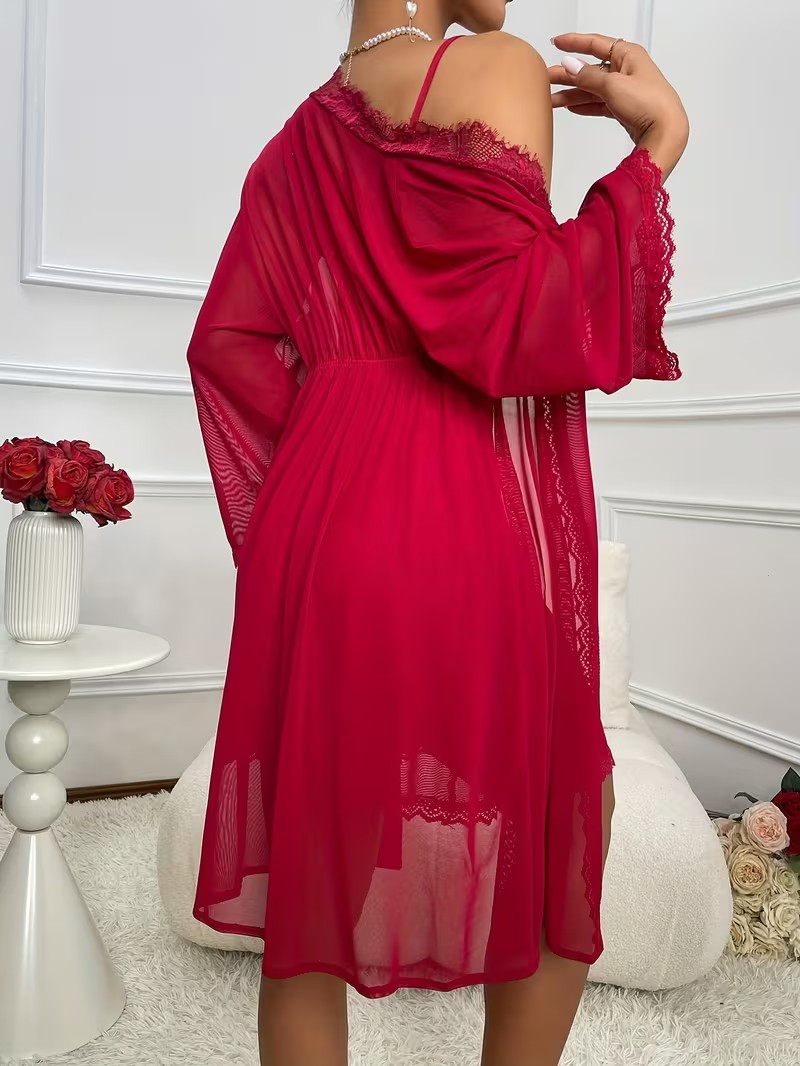 Cherry Red Babydoll & Robe Set