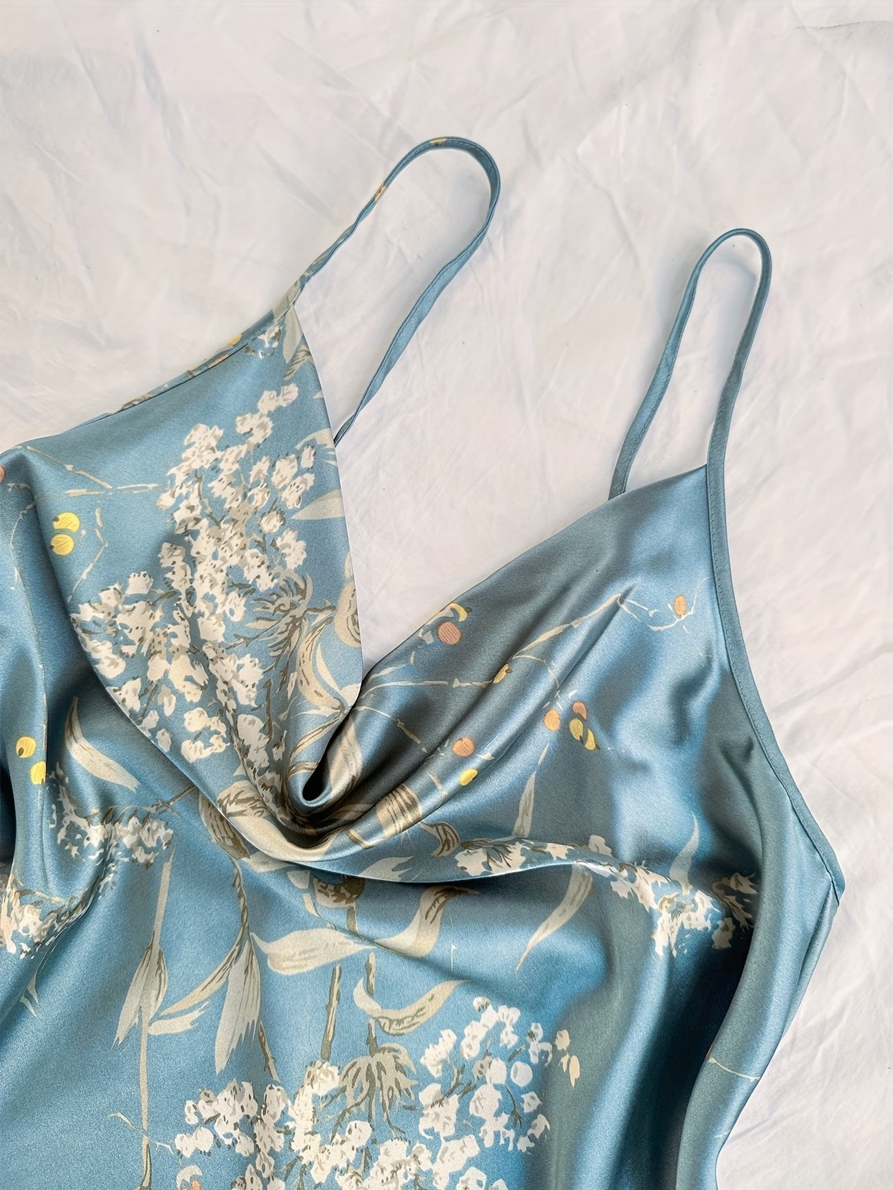 Floral Satin Lounge Set – Elegant Comfort for Everyday Relaxation - Teal blue