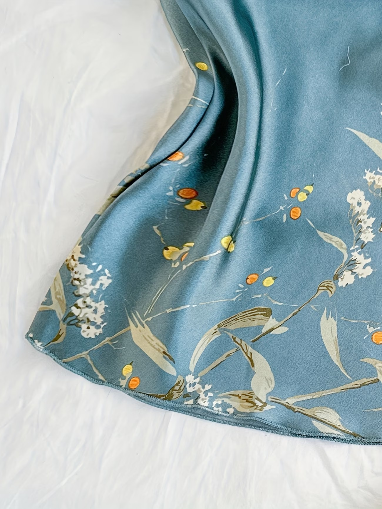 Floral Satin Lounge Set – Elegant Comfort for Everyday Relaxation - Teal blue