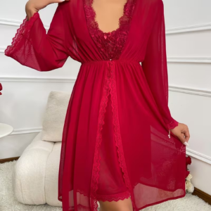 Cherry Red Babydoll & Robe Set